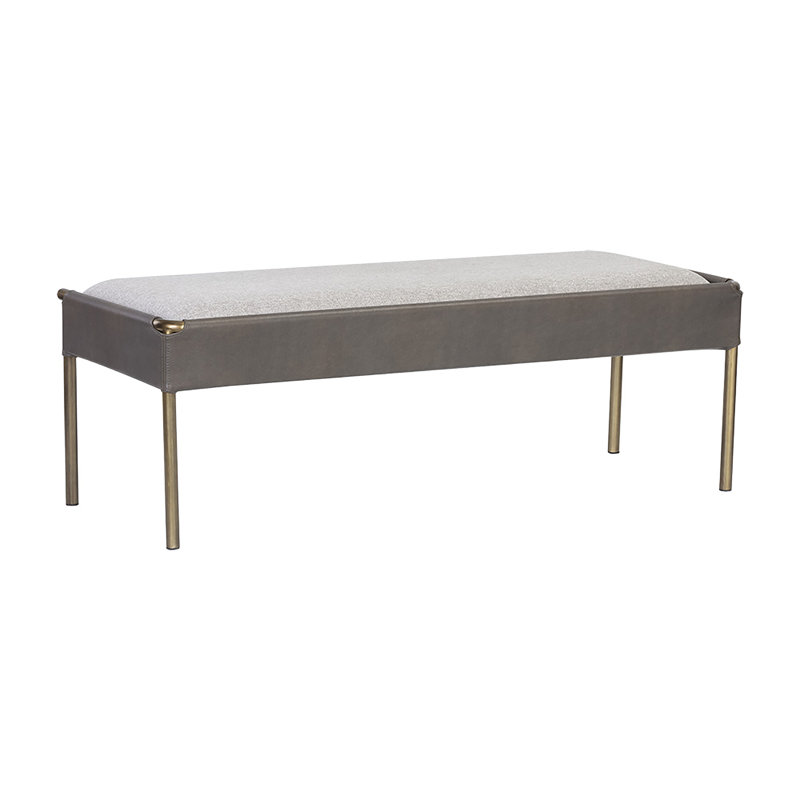 Bellevue Upholstered Tufted Bench, Belfast Heather Gray