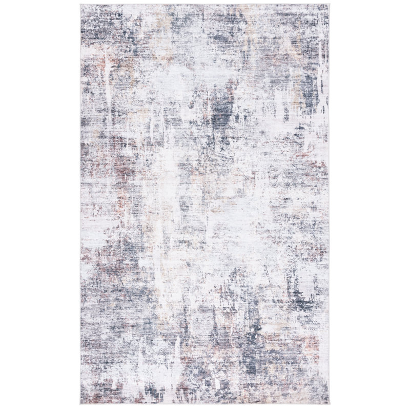 Sunah Monica Performance Machine Washable Abstract Rug, Round 6'