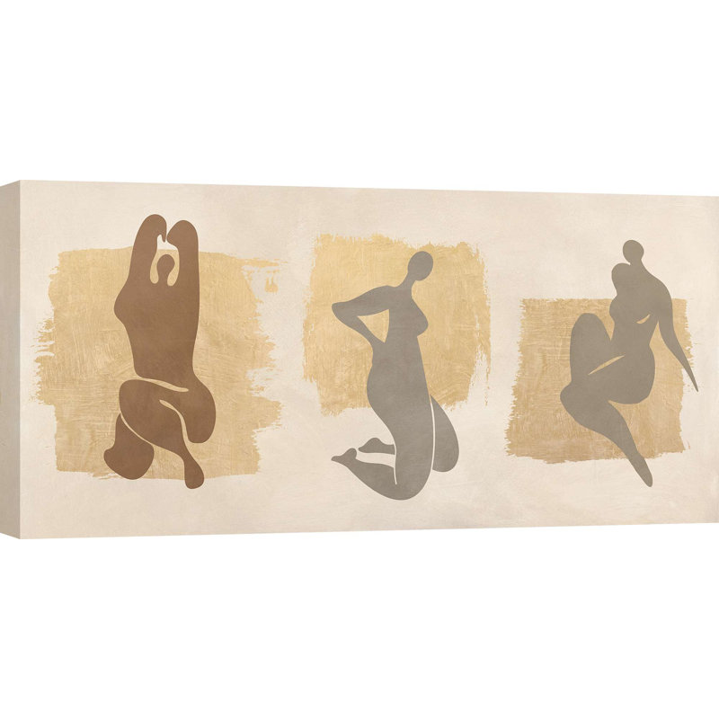 Three Studies on Feminine Beauty (Neutral) 1 Piece Wrapped Canvas Wall Art, 35cm H x 70cm W x 4cm D