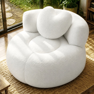 Oversized Round Boneless Chaise Lounge Chair,Corduroy Modern Floor Sofa Deep Seat, Compressed Circle Comfy Barrel Chair, No Assembly Sleeper Cloud Sofa Couch Bed for Living Room,Diamond Corduroy