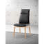 Ensemble de 2 chaises d'appoint en cuir noir Raquan avec finition noyer, chaises de salle à manger ou d'appoint élégantes