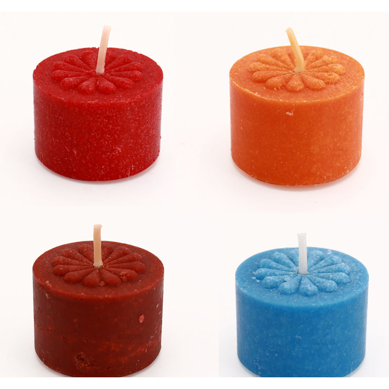 Elyon Scented Colored Wax Deep Tealight Candles In Plastic Holder, Red/Orange/Blue/Brown