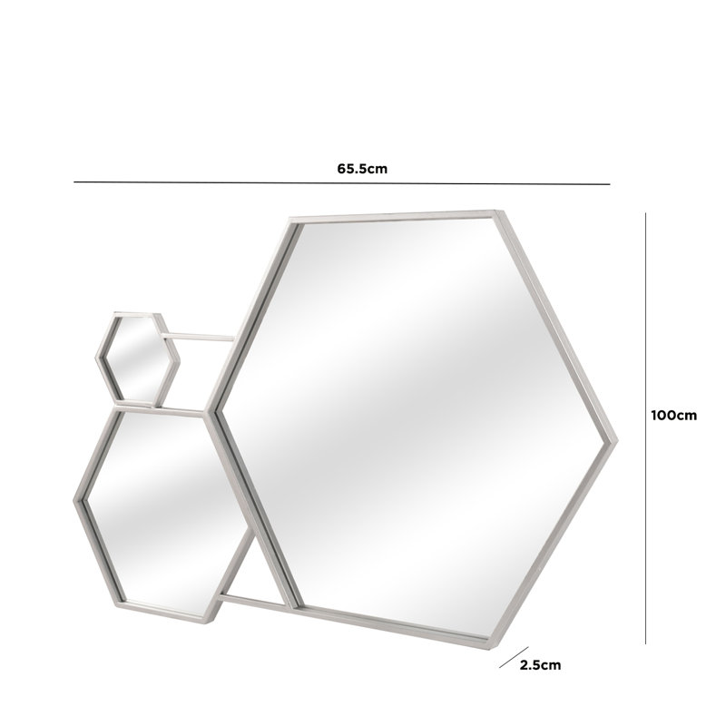 Yazmin Metal Flat Wall Mirror, Silver