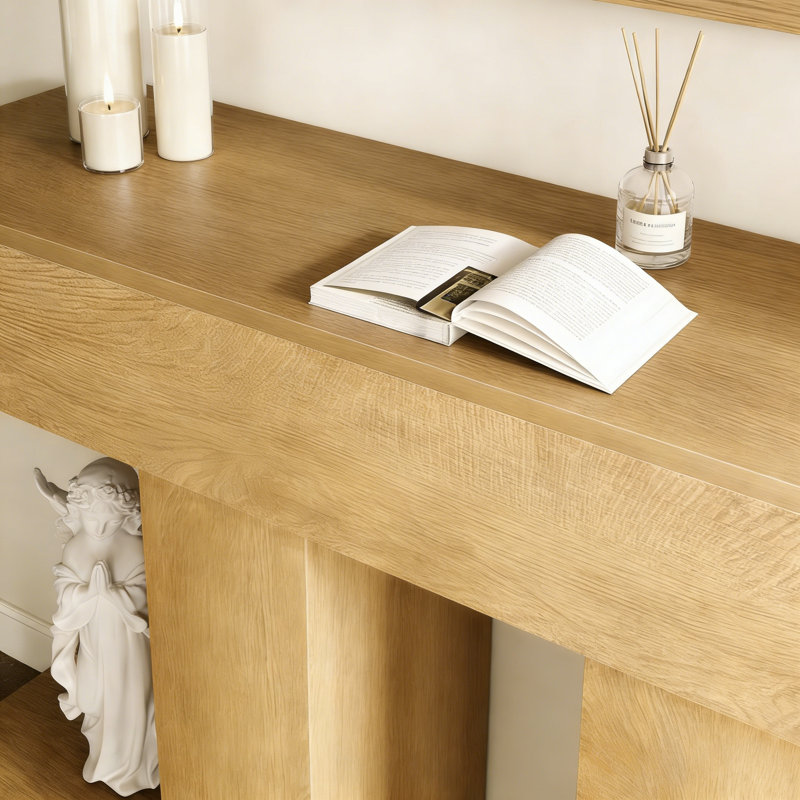 Console Mid-Century, Marron clair, H 31,5 po x l 63 po x P 11,8 po
