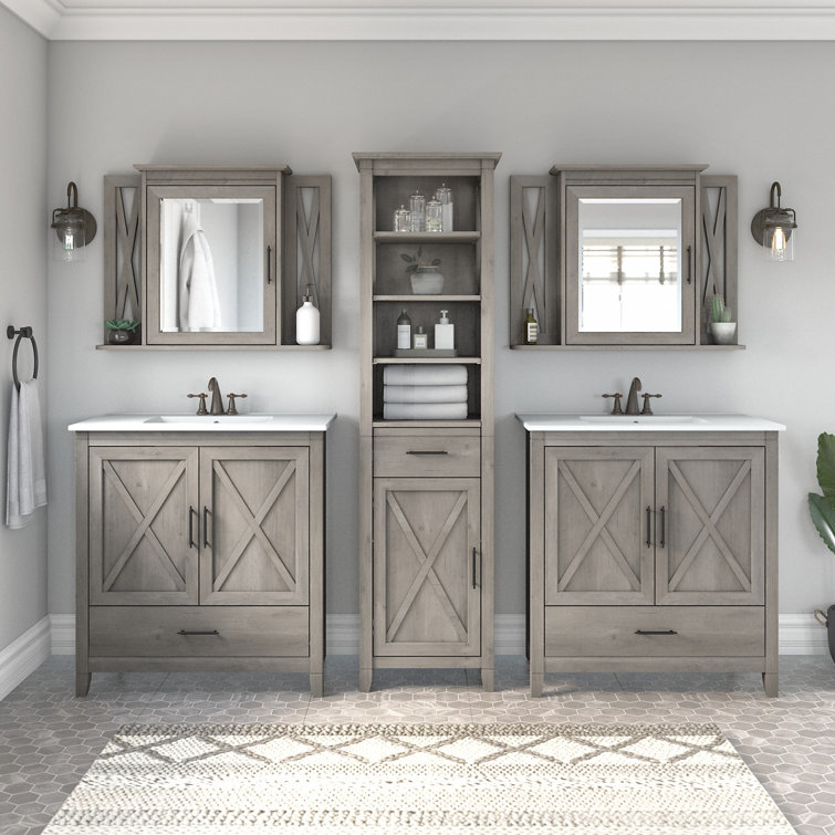 Edion Double Bathroom Vanity with Ceramic Top with Mirror