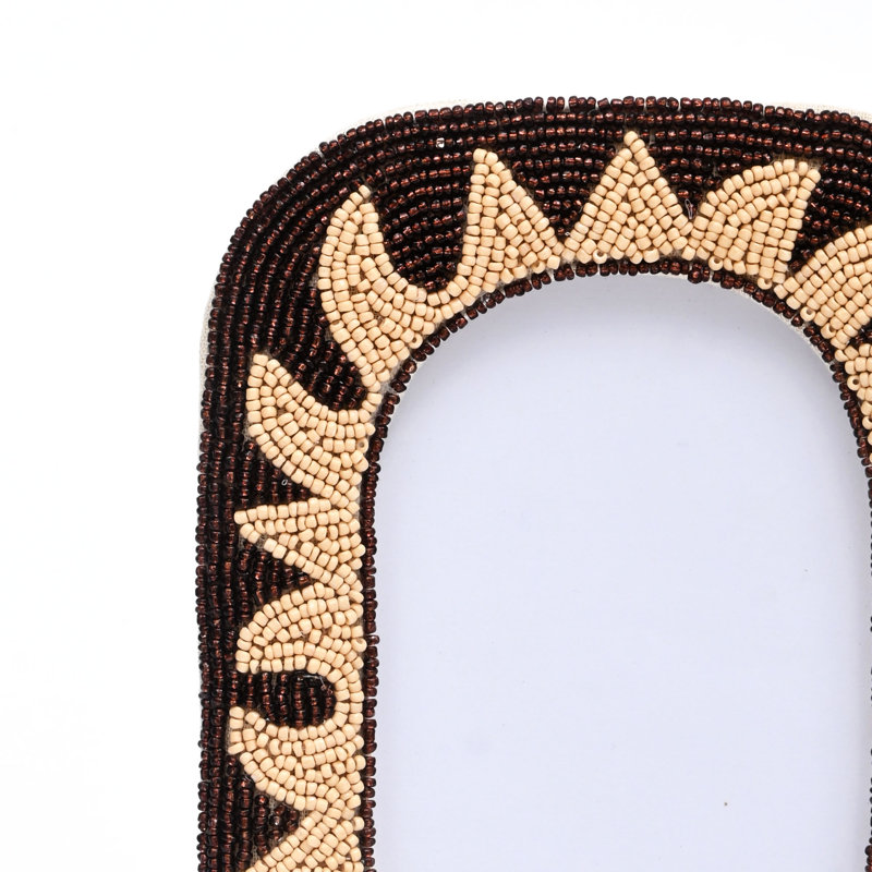 Beads Picture Frame, Black/Beige