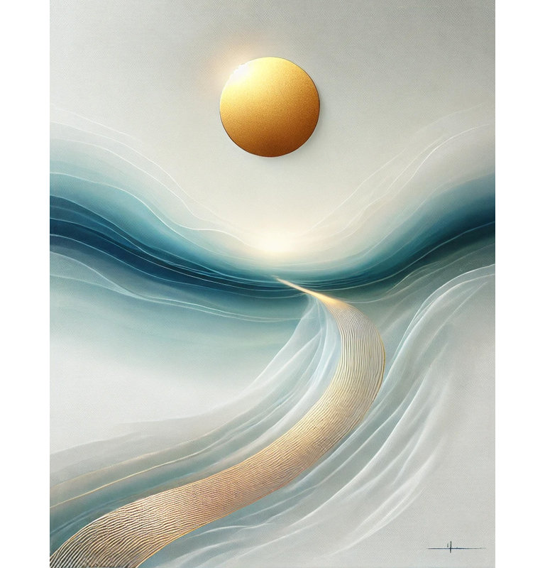 Golden Horizon Path - Art mural abstrait sur toile, H 36 po x l 24 po x P 1,5 po