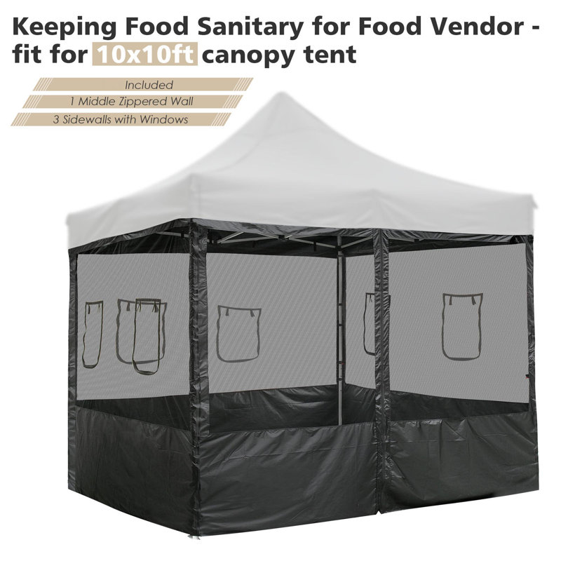 Black Mesh Sidewalls for 10x10 Pop-Up Canopy Tent