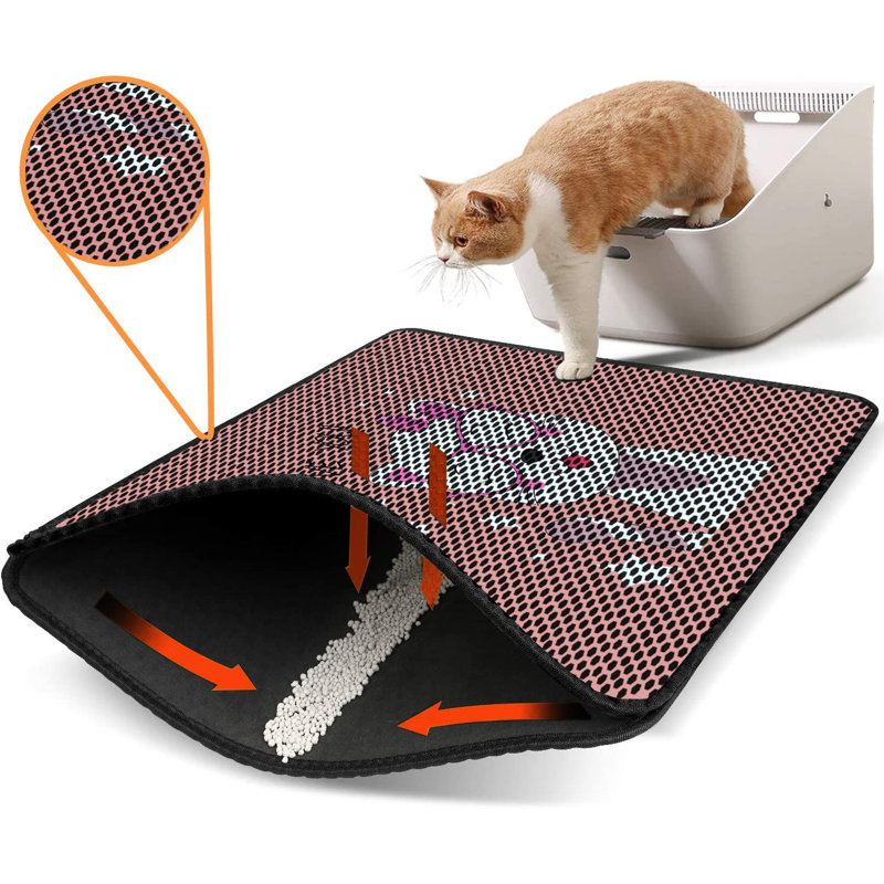 Tapis pour litière de qualité supérieure, 18 po x 24 po | 50% PVC / 50% polyester, lavable à la machine et passer l'aspirateur | Conception durable et facile à nettoyer pour les propriétaires d'animaux de compagnie | Protégez vos planchers des dégâts de la litière