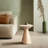 Modern Faux Stone Side Table Travertine and Onyx Finish Set of 2 for Indoor and Outdoor Use