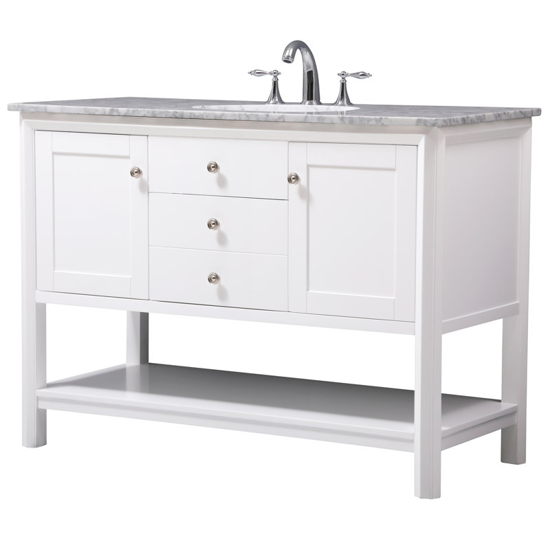 Newsoms 48'' Single Bathroom Vanity with Stone Top, White