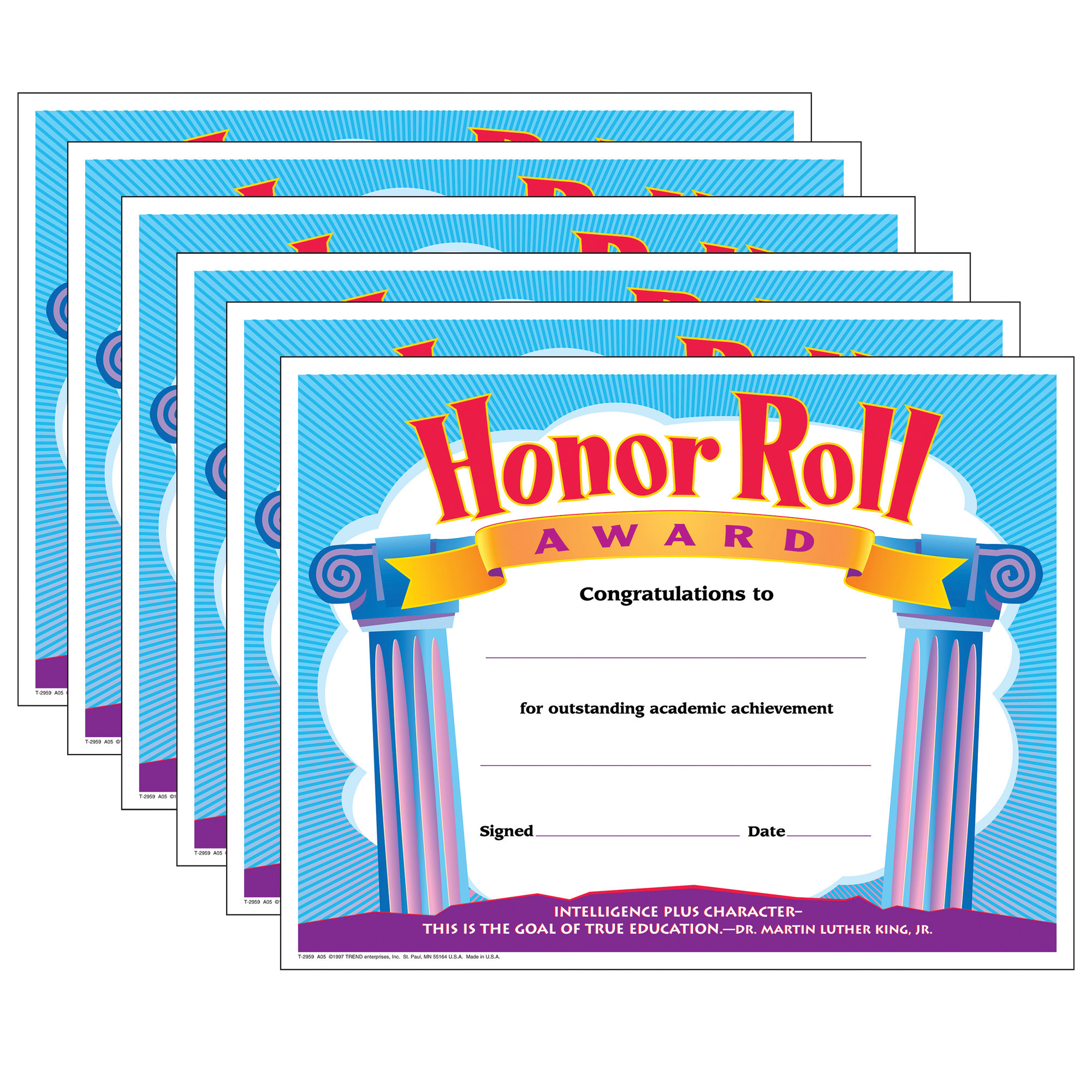 TREND enterprises Inc Honor Roll Award Colorful Classics Certificates