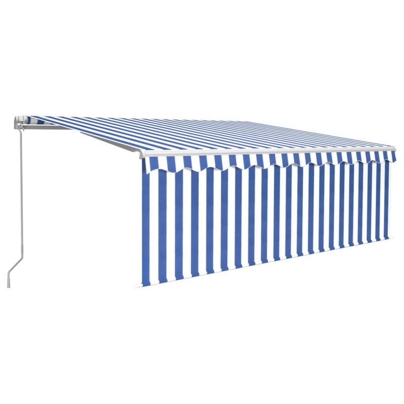 Dakota Fields Fabric Cover Retractable Patio Awning, Blue/White, Striped, 120cm H x 450cm W x 300cm D