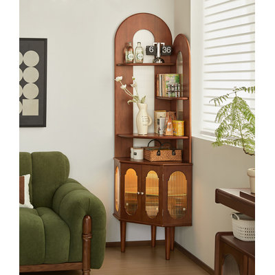 74.61" Brown Corner Solid Wood Accent Cabinet