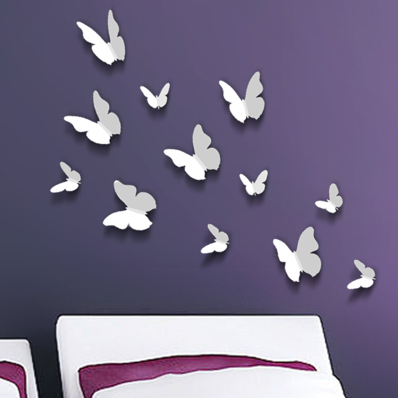 Décalcomanie murale papillon 3d, Blanc