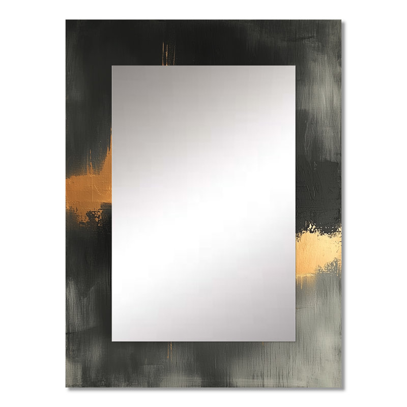 Black And Gold Converge Dream III - Line Art Large Mirror, Gold Unique Wall Mirror Decor, Printed Metal Art, 32" x 24"