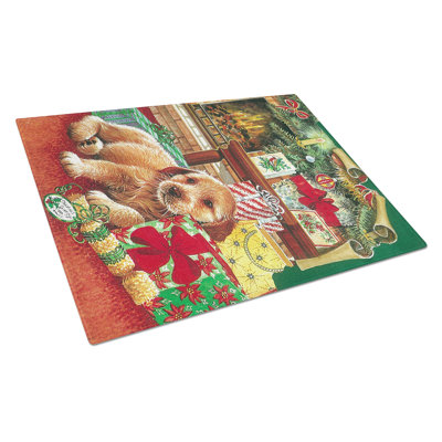 Caroline's Treasures Christmas Puppy Glass Cutting Board