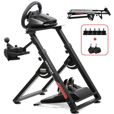 Sim Simulation de support de volant de cockpit de support de volant de course compatible avec Logitech G25 G27 G29 G920 G923 Thrustmaster T330TS Support de jeu Pédales de roue non incluses