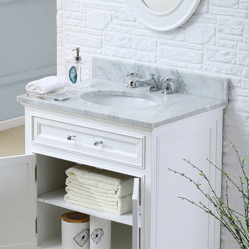 Derby 24" Single Sink Bathroom Vanity Set with Mirror, White, Mirror Included