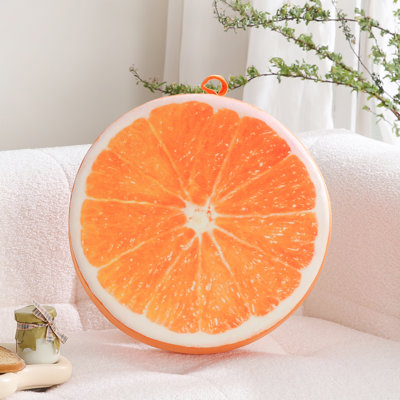 Velvet Round Throw Pillow for Couch Decor 15-Inch (Fruit)