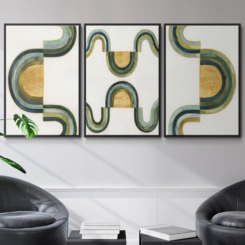 Analogous Arches I, ensemble de 3 toiles encadrées, Noir, H 36 po x l 72 po
