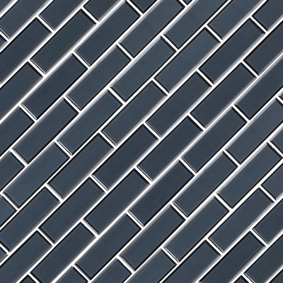 Bayla Azure Subway 12 in. x 12 in. Glossy Glass Mosaic Wall Tile