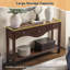 Console 52 po avec 3 tiroirs et bord festonné, table de canapé avec pieds en bois massif pour l'entrée ou le salon, espresso-341091428