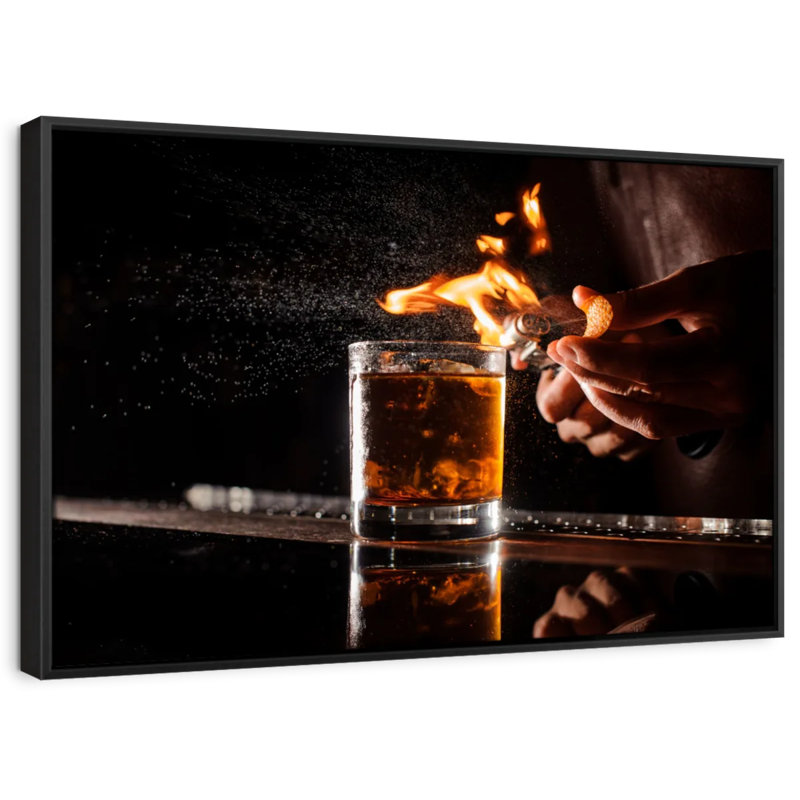 "Impression sur toile de verre whisky flamboyant", H 9 po x l 13 po