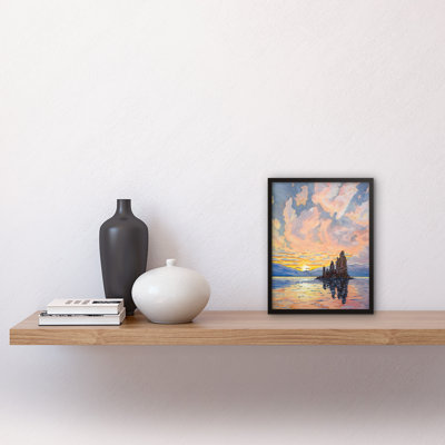 Sunrise Atmospheric Clouds over Mono Lake Mountain Lakeside 1 Piece Single Picture Frame Wall Art