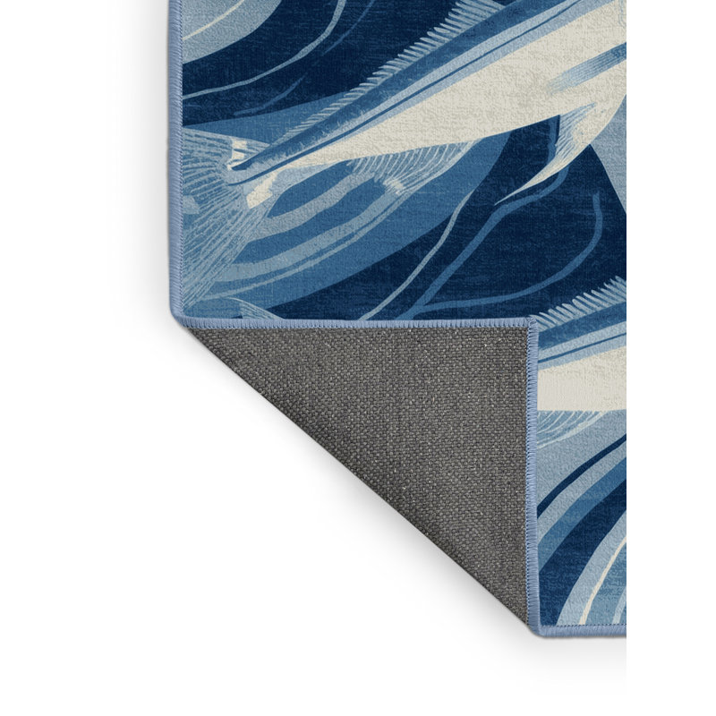 Tapis bleu moelleux et doux Kater Hina, 6 x 9