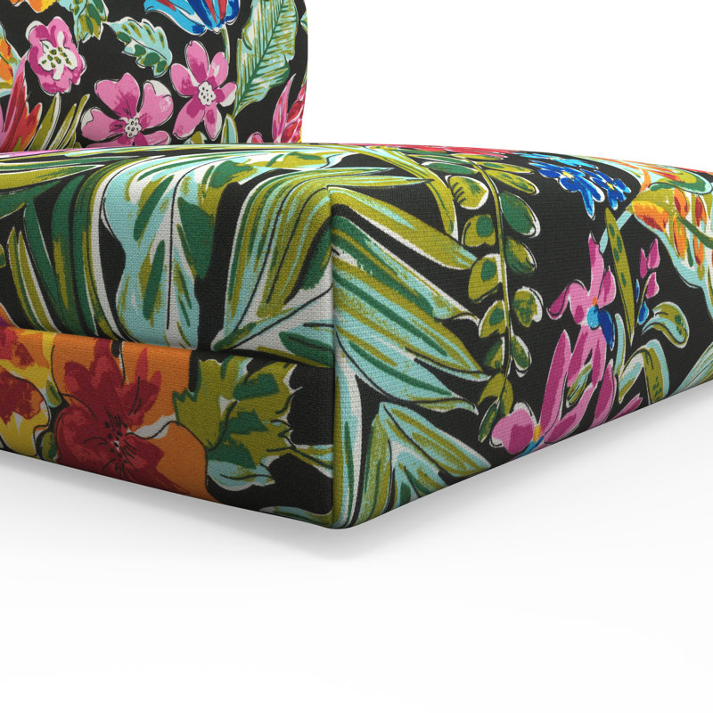 Tropic Floral Black and Multicolor Deep Seat Cushion Set