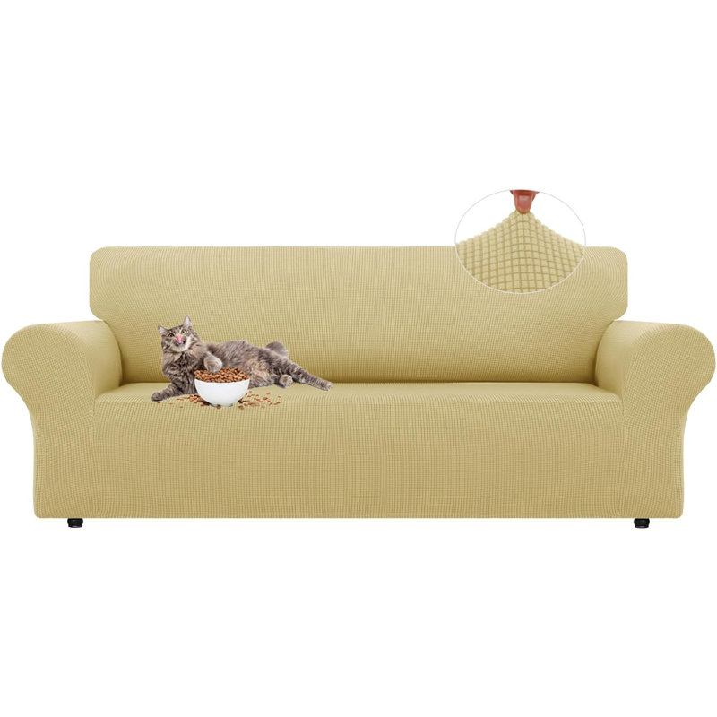 Housse pour canapé à coussins en T, Polyester champagne, H 40 po x l 110 po x P 40 po
