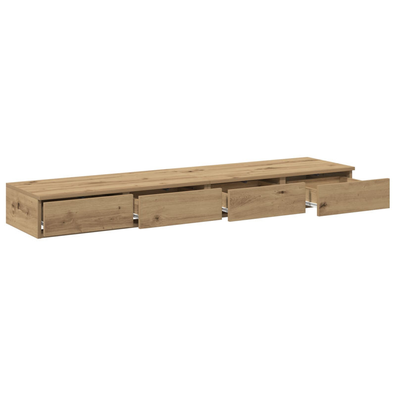 135cm W Solid Wood Bedside Table, Artisan Oak