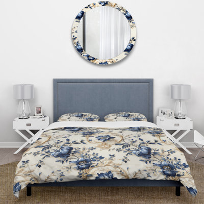 Design Art Blue Ornamental Frames Victorian Pattern Bedding