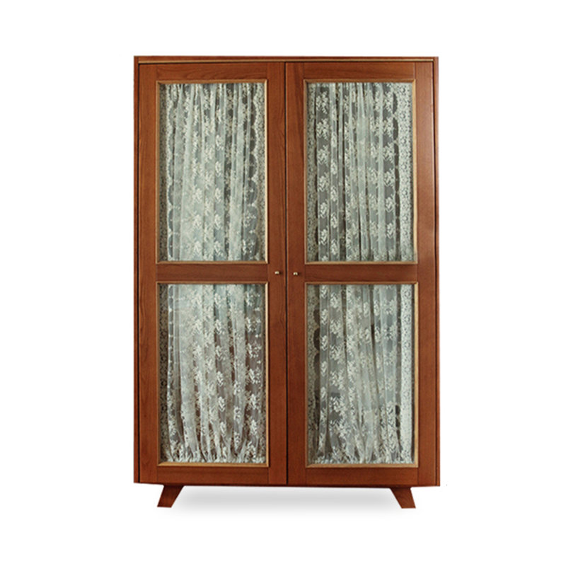 Armoire de rangement à double porte en verre ciré blanc de style français