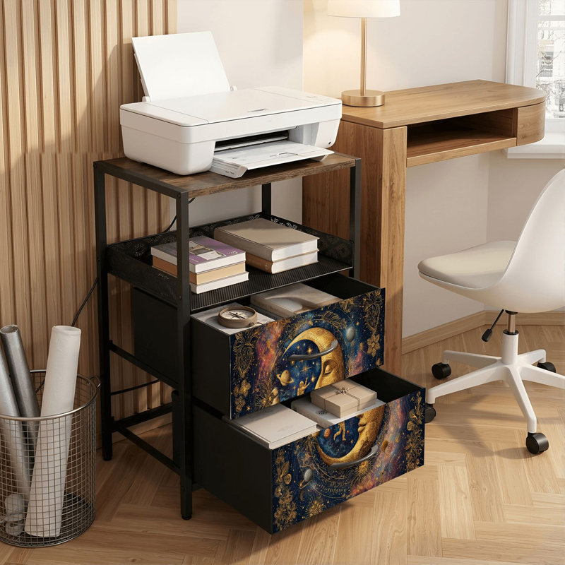Table de chevet 2 tiroirs avec station de charge, table de chevet de chambre à coucher avec ports USB et prises USB