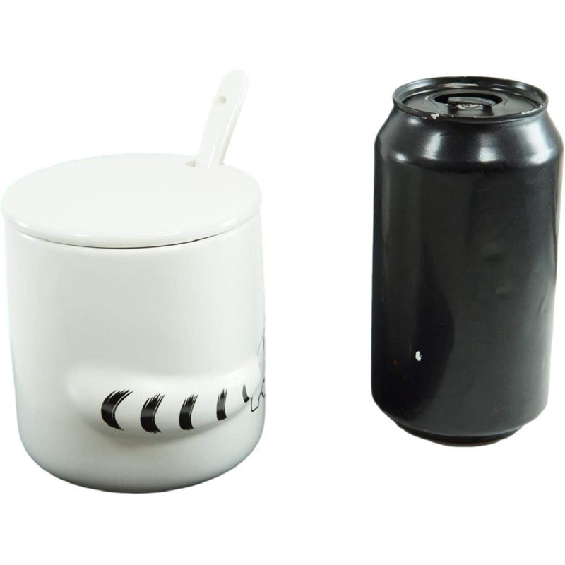 Paquet de 2 queues de chat 3D abstraites en noir et blanc avec couvercle et cuillère Ebros