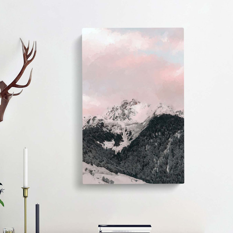 The Pink Mountain in Abstract - Wrapped Canvas, 60cm H x 40cm W x 3cm D