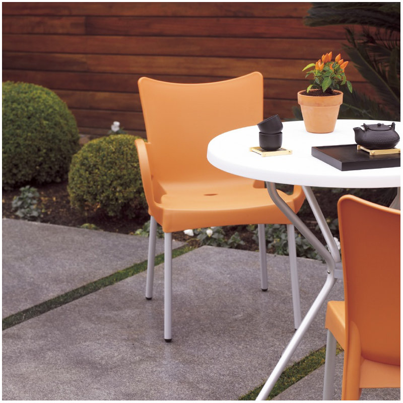 Fauteuil de patio empilable Goines, Orange