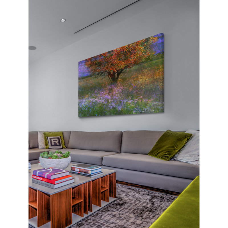 Lone Tree Flowered Meadow Canvas Art Print