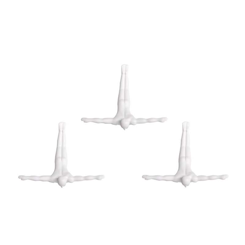 Three pieces 7" Divers Resin Wall Decor, White