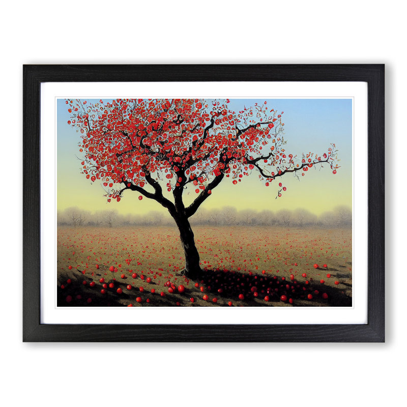 Enigmatic Apple Tree - Single Picture Frame Print, 25cm H x 34cm W x 2cm D, Black Framed