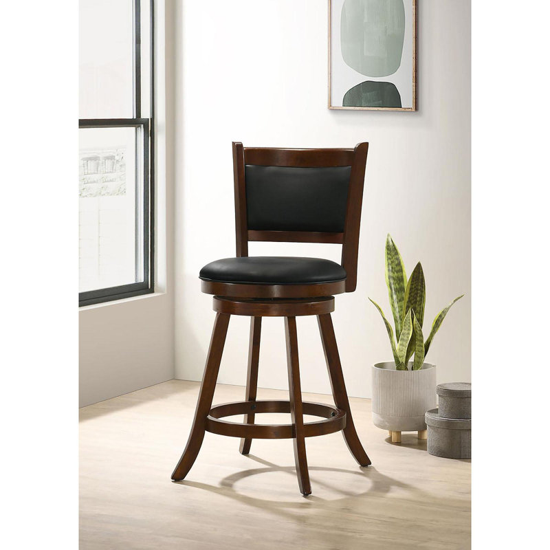 Tabouret pivotant en bois de châtaignier et noir (ensemble de 2)