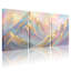 «Abstract Mountain Landscape Pastel Colors», ensemble de 3 reproductions d'art sur toile-405728918