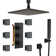 3-Function Luxury Ceiling Mount 12 Inch LED Thermostatic Shower System with 6 Body Jets