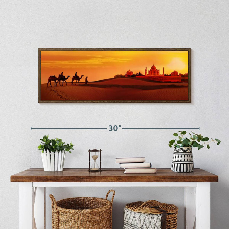 Taj Mahal Travellers, 28" X 10", Floating Frame Walnut
