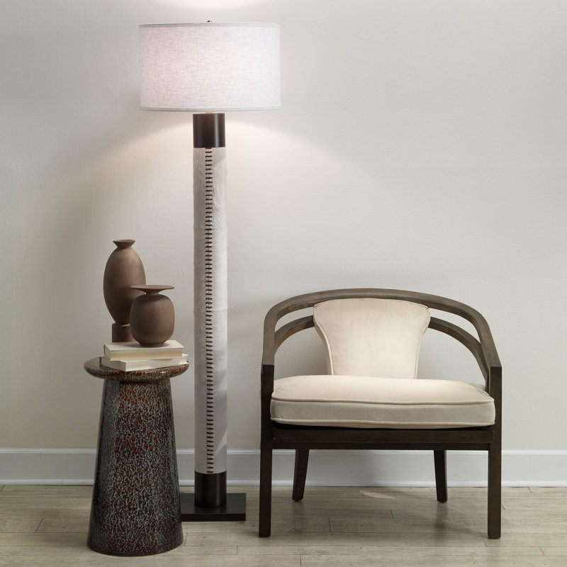 Sheridan White Linen Shade Oil-Rubbed Bronze Floor Lamp
