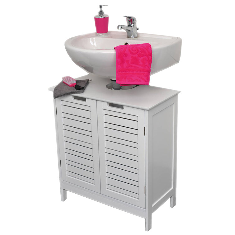  HOMCOM Under Sink Bathroom Cabinet with 2 Doors and Shelf,  Pedestal Sink Bathroom Vanity Furniture, White : Tools & Home Improvement