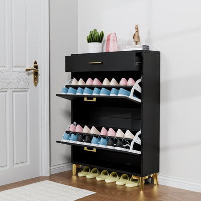 Shoe Storage Cabinet For Entryway, Free Standing Shoe Organizer With 2 Flip Drawers, Hidden Shoe Rack Storage Organizer For Doorway Hallway Closet -  Everly Quinn, A7F438656FB54E868D605BCA45AE1F78