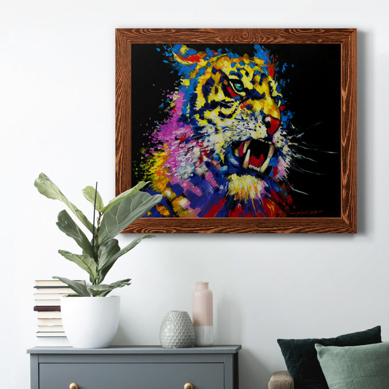 Tigre - peinture sur toile encadrée, Érable, H 20 po x l 17 po x P 1,5 po